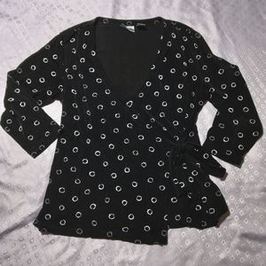 COPY - Chico's Travelers Black/White Dot Wrap Blouse